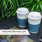 Disposable Coffee Cups With Lids - 12 oz To Go Coffee Cups (80 Set) With Sturdy Lids Prevent Leaks! Paper Hot Cup Holds Shape With Hot, Cold Drinks. Ripple Cups Protect Fingers from Heat! - Image 4