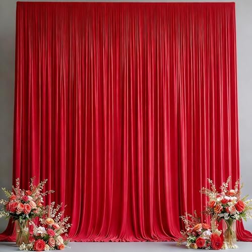10x10FT Backdrop Curtains with Rod Pockets - Wrinkle Free Photo Stage Backdrop 2 Panels Curtains Drapes for Photography Wedding Party Baby Shower Decorations (Red) by Unknown