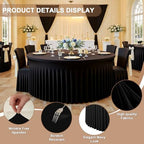 2 Pack Black Round Tablecloths, 60 Inch Spandex Stretchy Table Cloth with Skirt, Washable Fitted Tablecloth, Circle Wrinkle Free Table Cover for Wedding Party Birthday Outdoor Event - Image 2