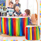 Reallnaive 14 ft x 30 Inch Table Skirt for Teacher Desk, Rainbow, Chic - Image 6