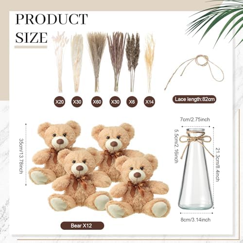 Canlierr 12 Sets Baby Shower Centerpieces Bear Vase Pampas,Glass,Boho - Image 2