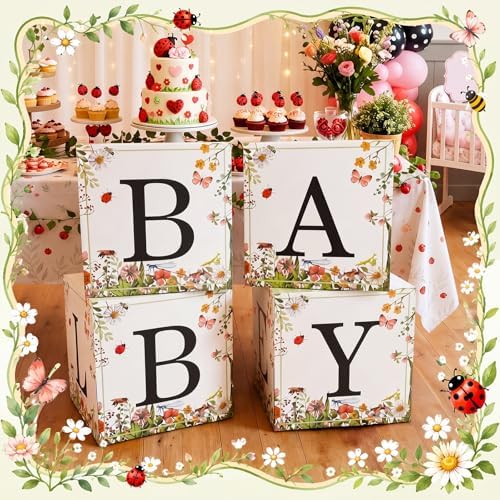 Sabary 4 Pcs Love Bug Baby Boxes Baby Shower Gift Boxes - Image 6