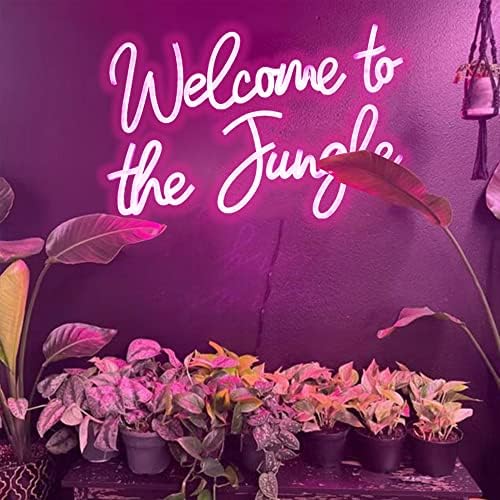 Welcome to the Jungle LED Neon Signs Pink Neon Lights for Wall Decor USB Light Up Sign For Garden Home Porch store Christmas Living Room Bar Decoration(16.5 * 11Inch) - Image 4