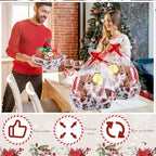 Nuogo 12 Pack Christmas Basket for Gifts Empty 9.8 x 6.5 Inch Bulk Gift Baskets Empty to Fill Cardboard Trays with Basket Bags, Pull Bows for Christmas Holiday Birthday Party Gifts (Floral Style) - Image 7