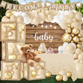 Boho Baby Shower Decorations - BOHO Balloon Garland Arch Kit, Rustic Farmhouse Style Transparent Baby Boxes with Letters, Welcome Baby Banner, Backdrop Tablecloth for Gender Reveal by Unknown