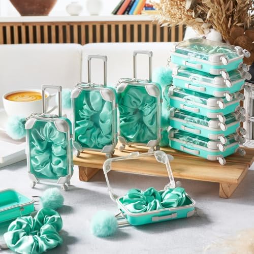 LemonRoad 60 Pcs Mini Empty Suitcase Box with Plush Keychain, Green - Image 5