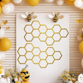 Silipull 2 Pcs 22 x 12 Inch Large Wood Honeycomb Decoration Honeycomb Wall Decor Wood Hexagon Decor Bee Wall Hanging Decoration for Living Room Garden Bedroom Office Home Party (Gold Color) by Silipull