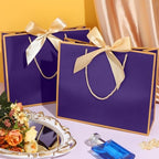 Silkfly 24 Pcs Paper Gift Bags with Handles & Bow Ribbon, Purple, Gold - Image 5