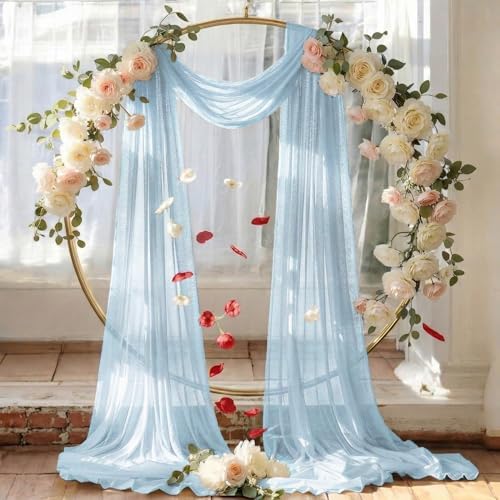 Pack of 1 Wedding Arch Drape Panel Fabric 30" x 100ft - Baby Blue - Image 6