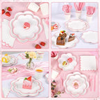 350 Pcs Pink and White Paper Plates and Napkins Set,Tableware for 50 Guest - Image 7