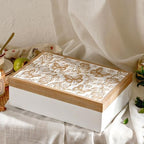 Wooden Keepsake Box - Decorative Wood Boxes with Hinged Lid, Butterfly Engraved Design, 10.24" W - Image 3