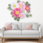 Lincia 80 Pcs Giant Tissue Paper Flowers with Artificial Eucalyptus Leaves, Large Paper Flower Decoration for Wall Tea Party Supplies Baby Shower Birthday Nursery Room Wedding(Cute Color,24''/12'') - Image 4