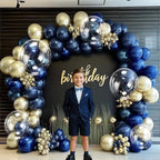 Royal Blue Gold Balloon Arch Double Stuffed Latex Bobo Pearl Gold Balloon Garland Navy Ruby Blue Balloons for Birthday Baby Shower New Year Wedding Prom Business Opening Party Decor - Image 6