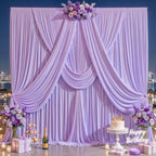 40ft x 10ft Lavender Backdrop Curtains, 8 Panels Lilac Drapes for Backdrop by LittleFunny