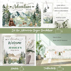 Let the Adventure Begin Baby Shower Decorations, 131 PCs Adventure Awaits Baby Shower Party Supplies with Mountain Backdrop, Balloon Garland, Mom to Be Sash for Boys Forest Woodland Party - Image 5