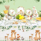 Potchen 452 Pcs Woodland Plates Napkins Party Supply, Sage Green - Image 5