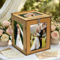 OurWarm Wooden Wedding Card Box with Acrylic Picture Frame, 360° Rotatable by OurWarm