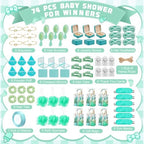 74Pcs Baby Shower Prizes for Game Winners Baby Shower Favors Gifts including Headband Hair Brush Jewelry Box with Gift Bag for Baby Shower Game Prizes Wedding Bridal Shower Favors (Green) - Image 2