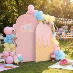 Mindsoft 2 Set Sweet One Arch Backdrop Cover 7.2ft 6.6ft Pink Arched - Image 5