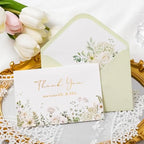 Crisky Green Floral Wedding Thank You Cards with Envelopes & Stickers From Mr & Mrs, 100 Pack Gold Foil Eucalyptus Leaves Thank You Greeting Note Cards Bulk for Bridal Shower - Image 3