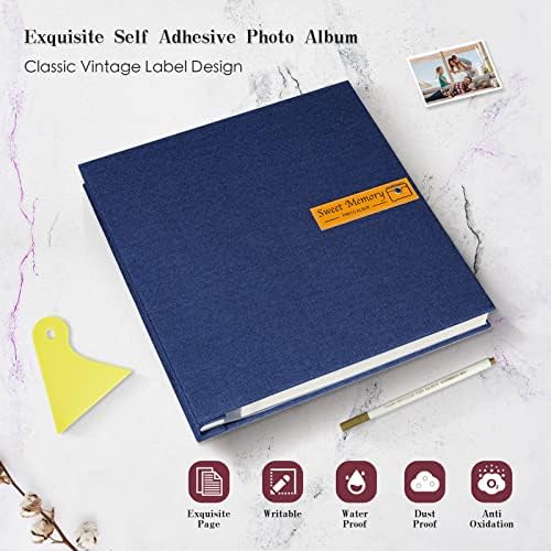 Spbapr Large Photo Album Self Adhesive Magnetic Scrapbook,DIY Scrapbook Album for 4x6 5x7 8x10 Picture,60 Pages Linen Cover Memory Book for Wedding Family Baby Pets, with Metallic Pen and Scraping - Image 4