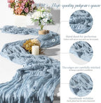 Teruntrue 20 Pack Dusty Blue Cheesecloth Table Runner 17x108 Inch, Boho Gauze Sheer Fabric Cheese Cloth Table Runners for Wedding Party Bridal Shower Baby Shower Birthday Home Decor Garden Farmhouse - Image 3