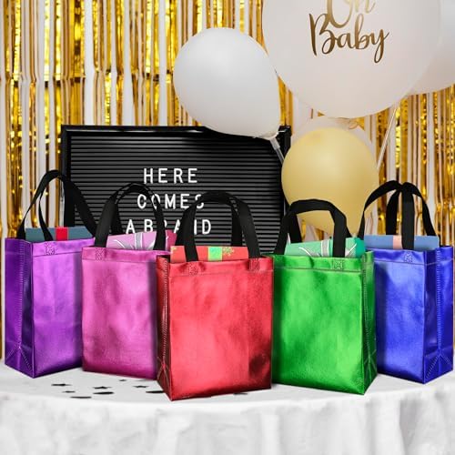 BLEWINDZ 100 Medium Reusable Gift Bags with Handles - Ideal Party Favors & Shopping Bags (10 Colors) - Image 4