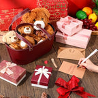 Wonderjune Empty Baskets for Gift Leather Thanksgiving Gift Bags, Red - Image 5