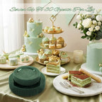 U-QE 60PCS Clear Green Plastic Plates, Beaded Plates Disposable Heavy Duty - Image 5