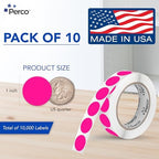 Perco Neon Pink Perforated Round Circle Dot Sticker 1-Inch Labels — 10 Rolls, 10,000 Stickers - Promotional, Sale & Highlight Labels, High Visibility, Strong Adhesive - Made in USA - Image 2