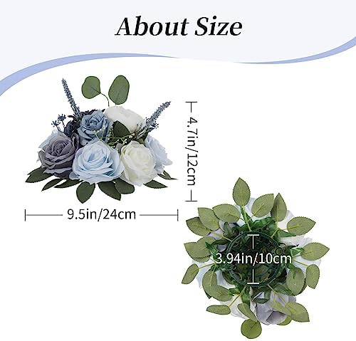 BLOSMON Artificial Flowers Ball Wedding Centerpieces 10 Pcs Dusty Blue Rose Artificial Flower Center Pieces Decoration for Table Silk Kissing Ball Floral Bouquet Arrangements Home Party DIY Decor - Image 5