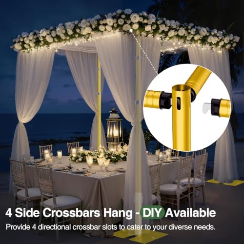 EMART 8.9x10ft Heavy Duty Backdrop Stand Frame with Adjustable Pipe,Gold - Image 5
