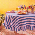 Tudomro Striped Tablecloth, Round, Peony, Slate Blue, 60'' X 60'' by Tudomro