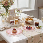 Festiva 60PCS Clear Pink Gold Plastic Plates - Heavy Duty Fancy Disposable Plates With Gold Rim-serve for 30 guests Include 30PCS 10.25" & 30PCS 7.5" Honeycomb Design Plates for Party(Pink) - Image 4