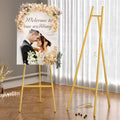 57.5" Tall Gold Metal Easel Stand for Sign,Heavy Duty Art Easel with Adjustable Chain,Tripod Structure,4-Level Height—Easels for Wedding Welcome Sign Holder,Baby Shower Poster,Birthday Party,Posters by GTSABWAY