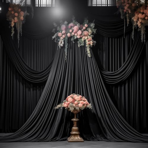 40x10FT Black Backdrop Curtains for Wedding Parties, Wrinkle Free Polyester Photography Backdrop Drapes for Wedding Baby Shower Birthday Parties Stage Background Stand Decorations 4x10ft,10 Panels - Image 5