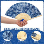 Roowest 36 Pcs Blue and White Folding Fans Bulk - Retro Chinoiserie Japanese Floral Paper Hand Foldable Fans for Wall Decor Wedding Guests Favor Gifts Tea Party Supplies - Image 3