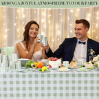 Funnymoom 452 Pcs Sage Green Gingham Party Supplies for 50 Guests - Image 5