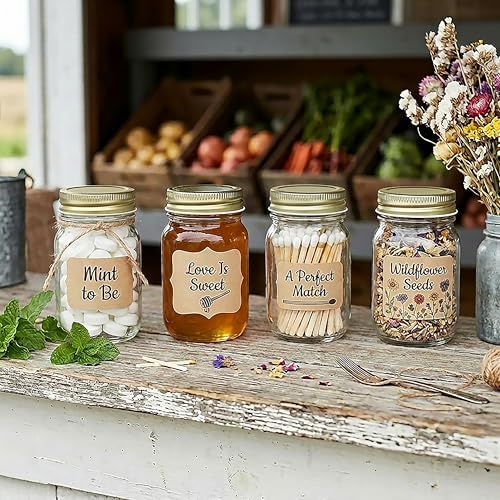 RetroPak Mini Mason Jars with Lids, 24 Pack, 3 oz Glass Honey Jars, Gold - Image 7