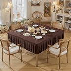 Wish Care Chocolate Spandex Tablecloths for 48x48 Inch Square Tables, Stretch Fitted Table Clothes with Pleated Ruffle Skirt for 48” Table, Wrinkle Free and Elastic, for Party Kitchen Home Dining by WishCare