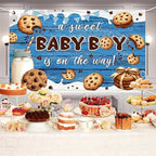 Milk and Cookie Baby Shower Backdrop A Sweet Baby Boy is On The Way Party Photo Background Milk and Cookie Baby Shower Decoration Banner Photo Booth Props 10x7ft - Image 5