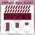 Burgundy 20 Pack Cheesecloth Table Runner 10FT Rustic Gauze Cheese Cloth Table Runner for Wedding Bridal Baby Shower Table Decor 20 x 120 Inch Long Boho Fabric Sheer Birthday Party Table Decorations - Image 2