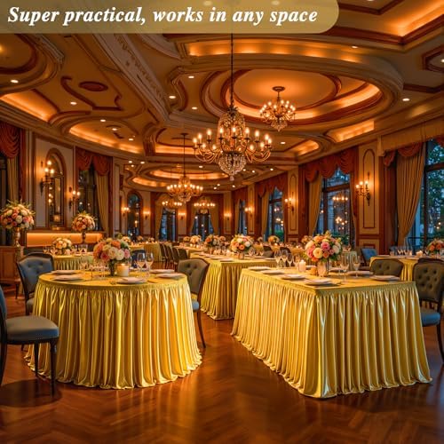 14ft Gold Satin Table Skirt for Rectangle & Round Table Teacher Desk Skirt - Image 2