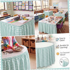 Back to School Green Gingham Teacher Desk Skirt for Classroom - Image 4