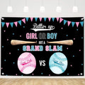 MEHOFOND Black Baseball Gender Reveal Backdrop Batter Up Team Pink vs Team Blue Banner Grand Slam Girl or Boy Sports Baby Shower Decorations Photo Booth Background 8 x 6 ft by MEHOFOND