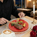 WDF Partyware 175 Pieces Red Plastic Plates with Gold Rim Include Dinner Plate 10" Dessert Plate 7" gold Cups 9 OZ, Pre Rolled Napkins 25 of each type for Wedding/Party/Birthday - Image 6