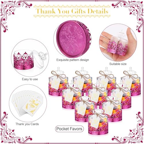Jingmore 30 Sets Mini Crown Candy Boxes Party Favor,Rose Purple and Clear - Image 3