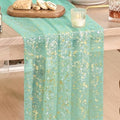 Artoid Mode 10Pcs Turquoise Gauze Gold Table Runner 10FT, Glitter Metallic Foil Sheer Dining Wedding Anniversary Holiday Table Decor for Home Party by ArtoidMode