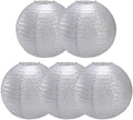 Paper Lanterns Round Paper Lanterns Decorative Ball Lanterns Lamps for Weddings, Birthdays, Parties and Events 16-Inch 5 Packs (Silver) by Unknown