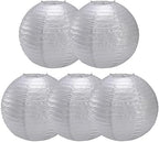 Paper Lanterns Round Paper Lanterns Decorative Ball Lanterns Lamps for Weddings, Birthdays, Parties and Events 16-Inch 5 Packs (Silver) by Unknown